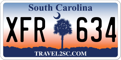 SC license plate XFR634