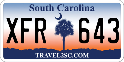 SC license plate XFR643