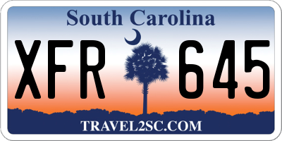 SC license plate XFR645