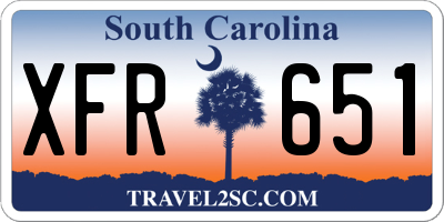 SC license plate XFR651