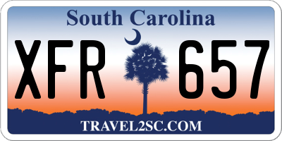 SC license plate XFR657