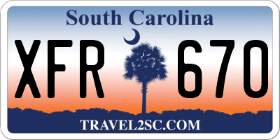 SC license plate XFR670