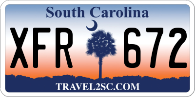 SC license plate XFR672