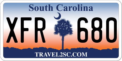 SC license plate XFR680