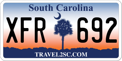 SC license plate XFR692