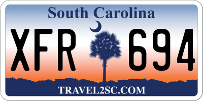 SC license plate XFR694