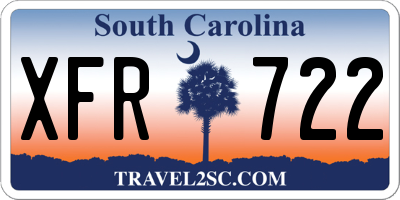 SC license plate XFR722