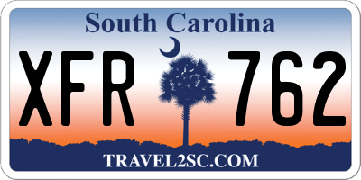 SC license plate XFR762