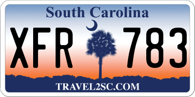 SC license plate XFR783