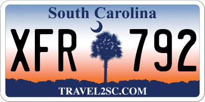 SC license plate XFR792