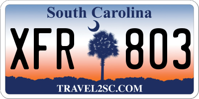 SC license plate XFR803