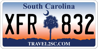 SC license plate XFR832