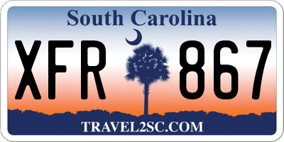 SC license plate XFR867