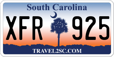SC license plate XFR925