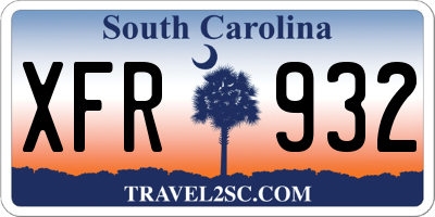 SC license plate XFR932