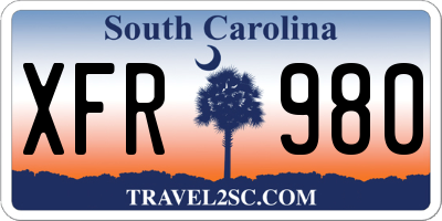SC license plate XFR980