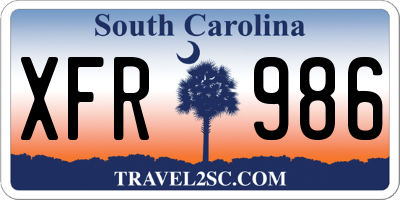 SC license plate XFR986