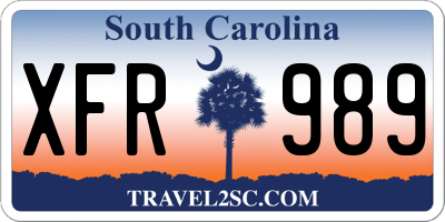 SC license plate XFR989