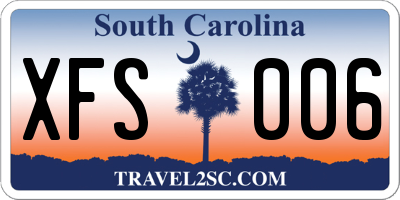 SC license plate XFS006