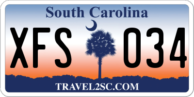 SC license plate XFS034