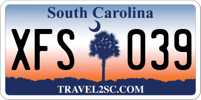 SC license plate XFS039
