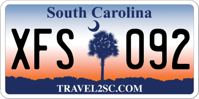 SC license plate XFS092