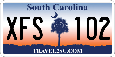 SC license plate XFS102