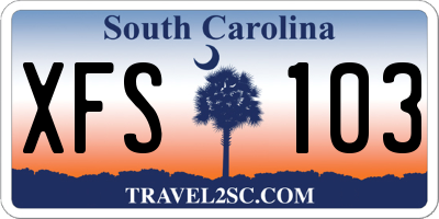 SC license plate XFS103