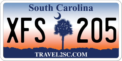 SC license plate XFS205