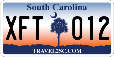 SC license plate XFT012