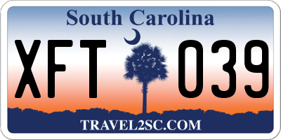 SC license plate XFT039