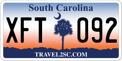 SC license plate XFT092