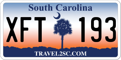 SC license plate XFT193