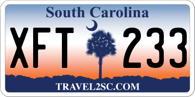 SC license plate XFT233