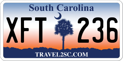 SC license plate XFT236