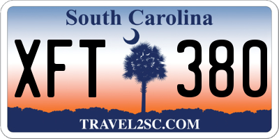 SC license plate XFT380