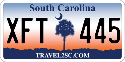 SC license plate XFT445