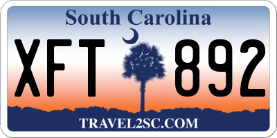 SC license plate XFT892
