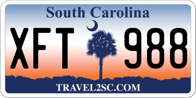 SC license plate XFT988