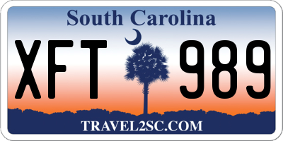 SC license plate XFT989