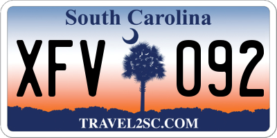 SC license plate XFV092