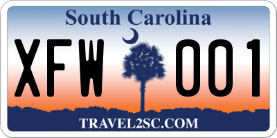 SC license plate XFW001