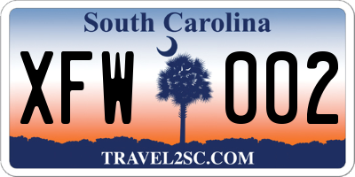 SC license plate XFW002