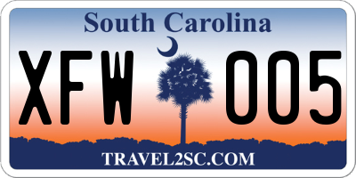 SC license plate XFW005
