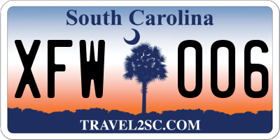 SC license plate XFW006