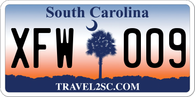 SC license plate XFW009