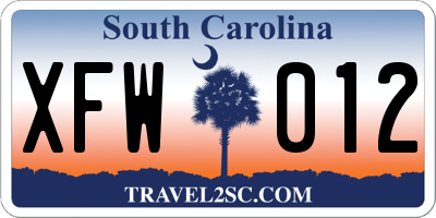SC license plate XFW012