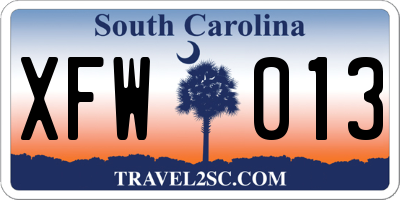 SC license plate XFW013