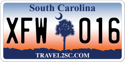 SC license plate XFW016