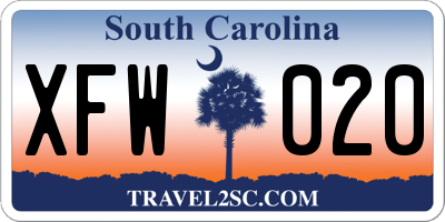 SC license plate XFW020